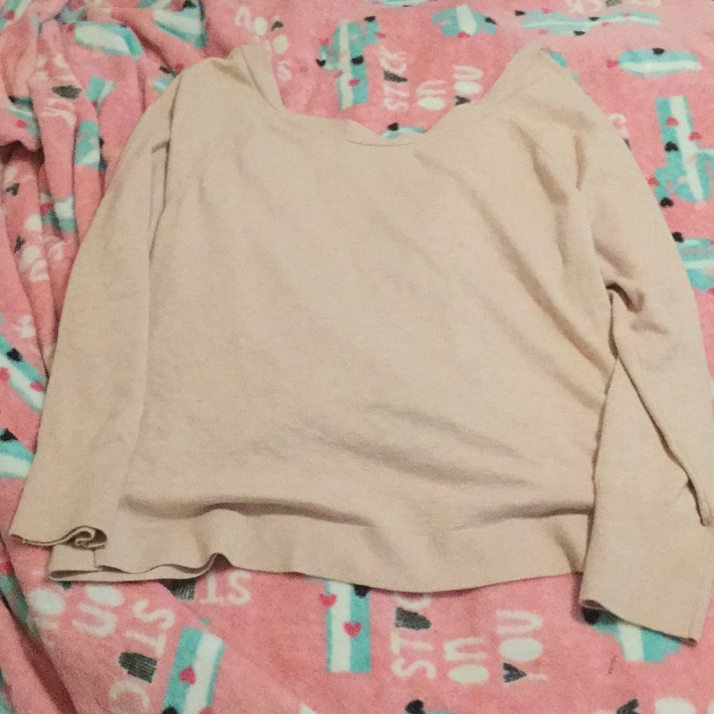 Blush pink open knot back top